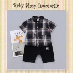 large LU539 Setelan Rompi Kotak Hitam